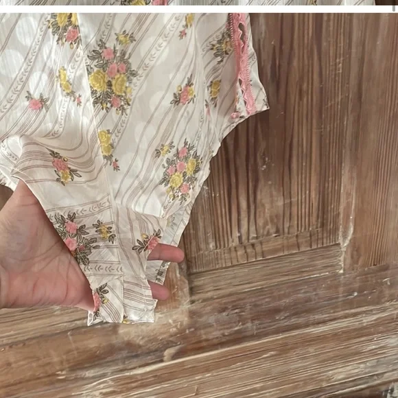 Free People Floral Lace Trim Romper - Pink - Picture 4 of 6